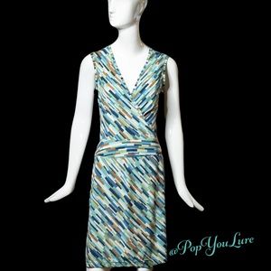 BCBG Multi Color V Neck Dress